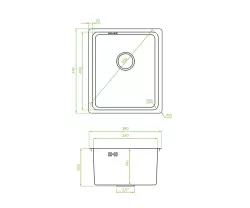 Aquadesign R25 rozsdamentes acél beépíthető, aláépíthető és síkba építhető mosogató 34x40cm 1208958201