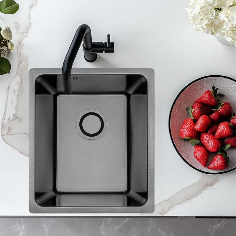 Aquadesign R25 acél felépítmény, alépítmény és síkbeépítés mosogató gun metal 34x40cm 1208958205