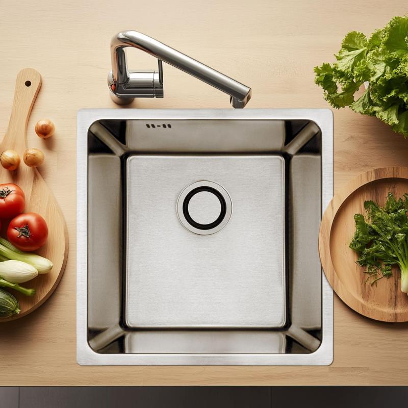 Aquadesign R25 acél felépítmény, alépítmény és síkba építhető mosogató rozsdamentes acél 40x40cm 1208958206