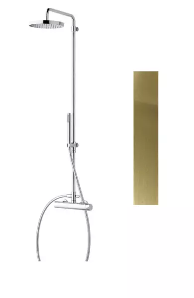 Waterevolution Flow douchecombinatie met thermostaat en regendouche PVD goud White Gold T141TWGE