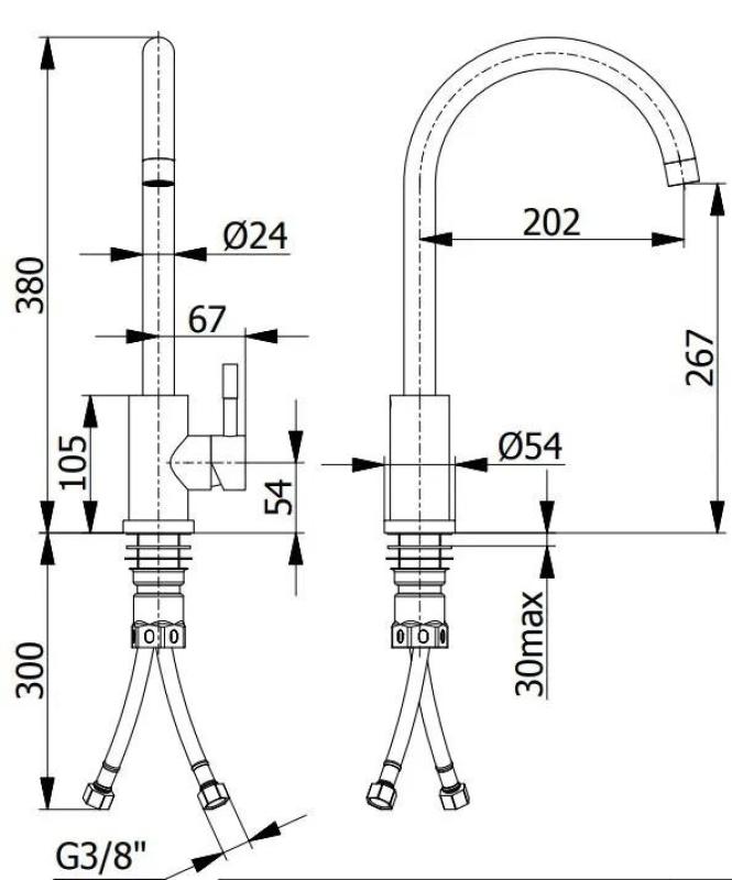 Ausmann Inox Round konyhai csaptelep forgatható kifolyóval teljesen rozsdamentes acél 1208958308