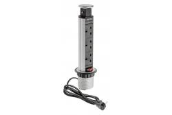 Asztali mortise hosszabbító kábel 60 mm, 3x UK aljzat (ezüst) ENGLISH VERSION 1208958627