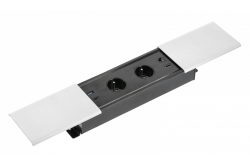 PRESTINO süllyesztett asztali hosszabbító kábel, 2x francia aljzat, USB A+C, RJ45, HDMI, 1.5m kábel, ezüst 1208958675