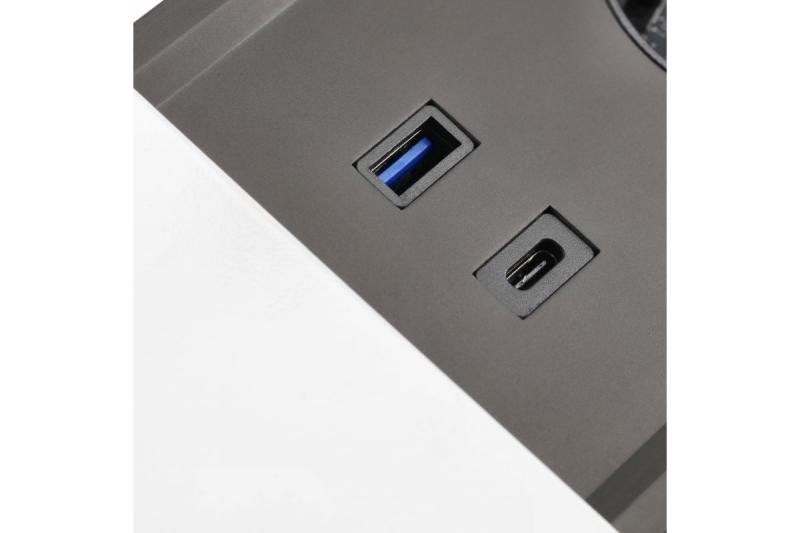 PRESTINO süllyesztett asztali hosszabbító kábel, 2x francia aljzat, USB A+C, RJ45, HDMI, 1.5m kábel, ezüst 1208958675
