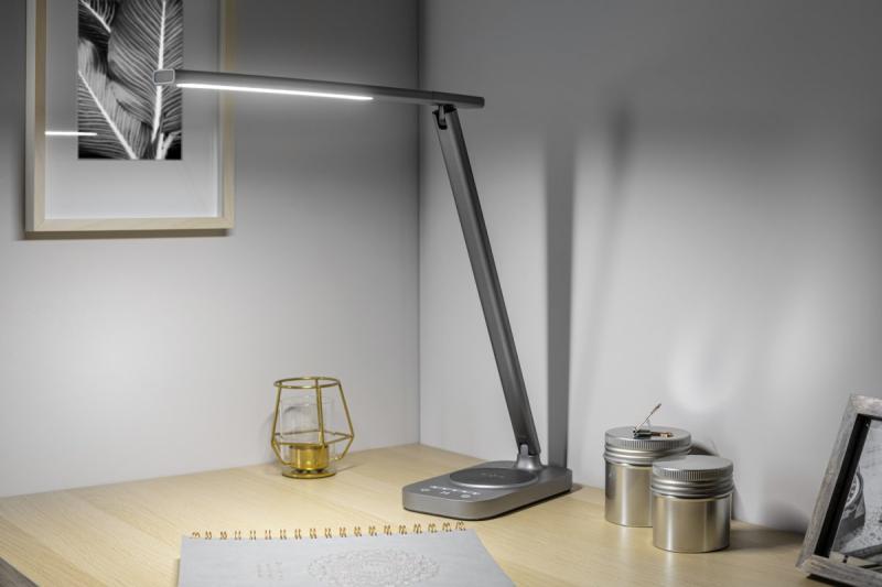 Bureau Decor lamp Bressi 8W 450lm AC220-240V 3-CCT Vezeték nélküli Töltés USB PF>0,5 RA>80 Szürke 1208962480
