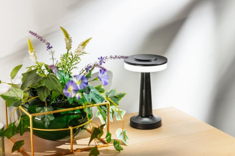 Decor Bureau Lámpa Monum 3W 200lm DC 5V 1A 3000 K 3 fok. Állítható fényerejű, 1800 mAh akkumulátorral, fekete. 1208962504