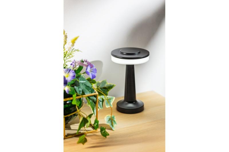 Decor Bureau Lámpa Monum 3W 200lm DC 5V 1A 3000 K 3 fok. Állítható fényerejű, 1800 mAh akkumulátorral, fekete. 1208962504