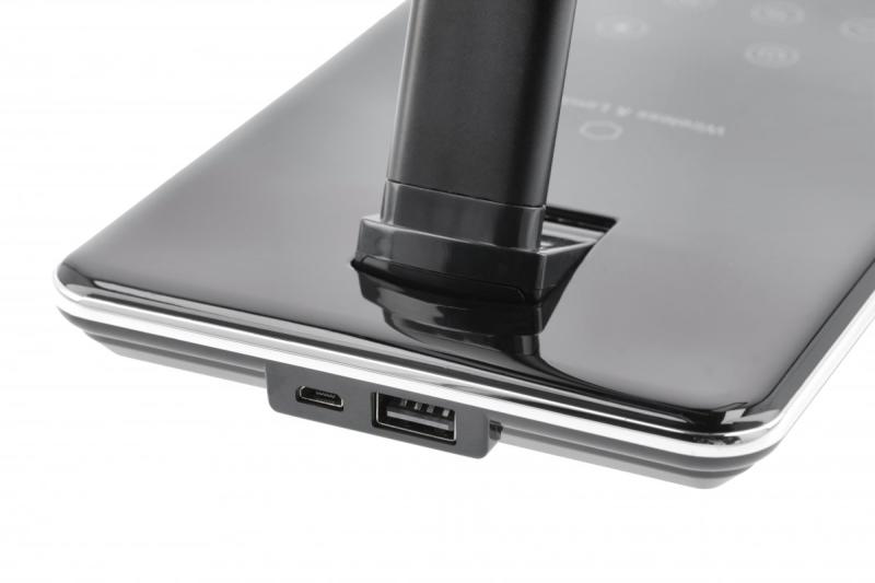 Decor Asztali Lámpa Tritton 6W 340lm AC220-240V 4-CCT Vezeték nélküli Töltés USB PF>0,5 RA>80 fekete 1208962518