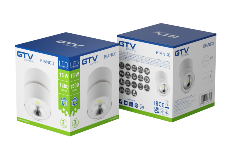 Decor Armatuur LED FEHÉR 15W 1500lm AC220-240V 50/60 Hz PF> 0.5 Ra≥80 IP20 IK06.36 ° 4000K kerek fehér. 1208962667