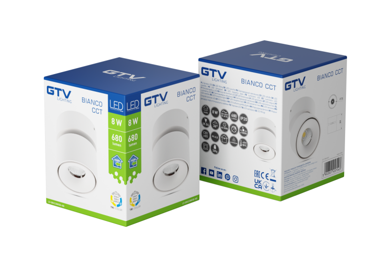 Decor LED lámpatest BIANCO CCT 8W 680lm AC220-240V 50/60 Hz Ra≥80 IP20 36° 2700/3300/4000K Kerek Fehér 1208962677