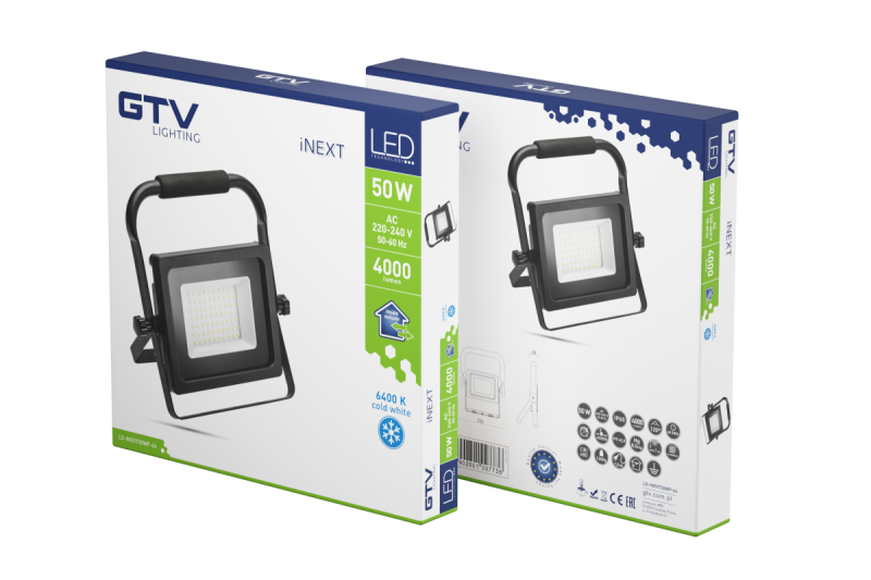 LED-es árnyékmentes lámpa iNEXT (hordozható) 50 W 4000 lm, PF>0,9, RA>80, IP65, 120°, 6400 K, fekete test 1208962863