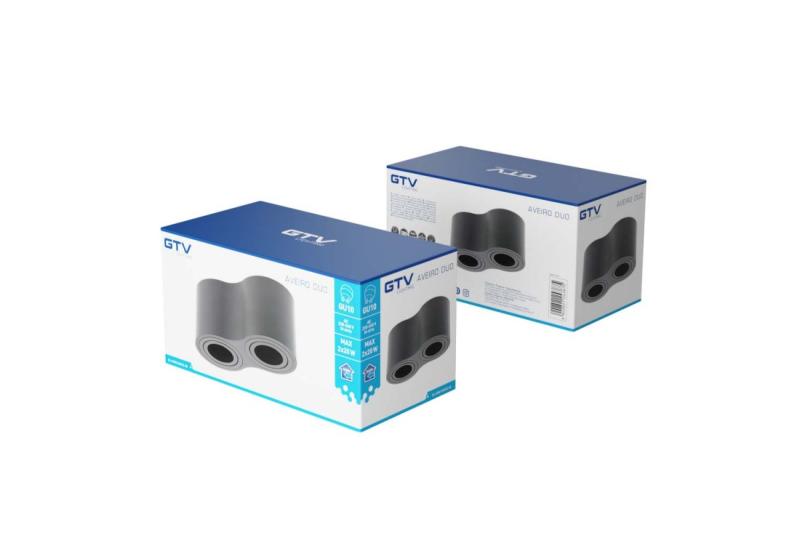 Dekorációs mennyezeti lámpatest AVEIRO DUO alumínium 160x80x85mm IP20 max 20W*2 kerek fekete. 1208963826