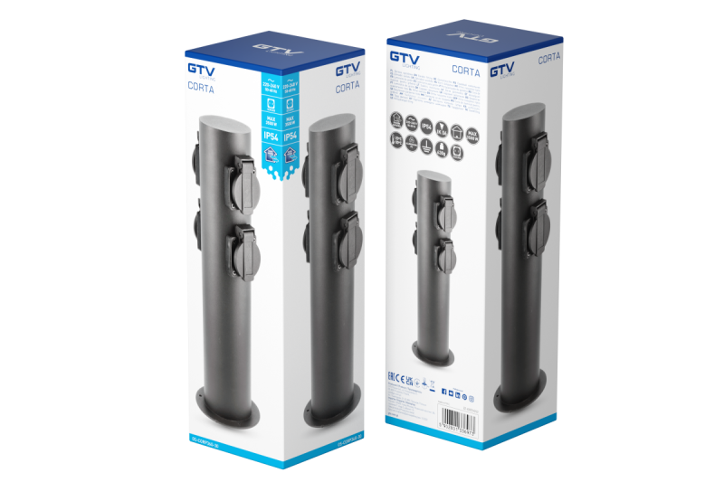 Decor Tuinpaal CORTA-P 36 IP54 AC220-240V 50-60Hz 4*Schuko aljzat max. 3500W oszlop grafit. 1208963859