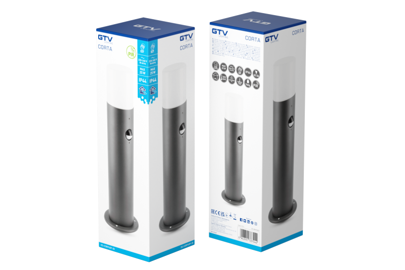 Dekor Kerti Lámpatest CORTA-P PIR 40 E27 MAX.25W IP44 AC220-240V 50-60Hz oszlop grafit. 1208963862