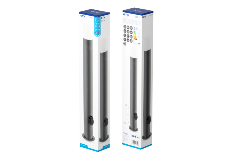 CORTA-P 80 kerti lámpa E27 MAX.25W IP44 AC220-240V 50-60Hz aljzat max. 3000W oszlop grafit. 1208963864