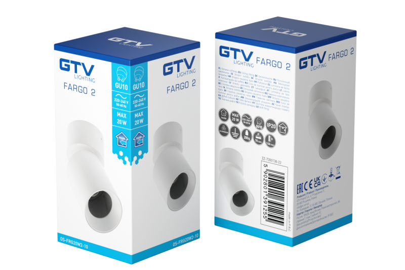 Plafondarmatuur FARGO 2 aluminium 70x166mm IP20 max 20W rond zwart. 1208963881