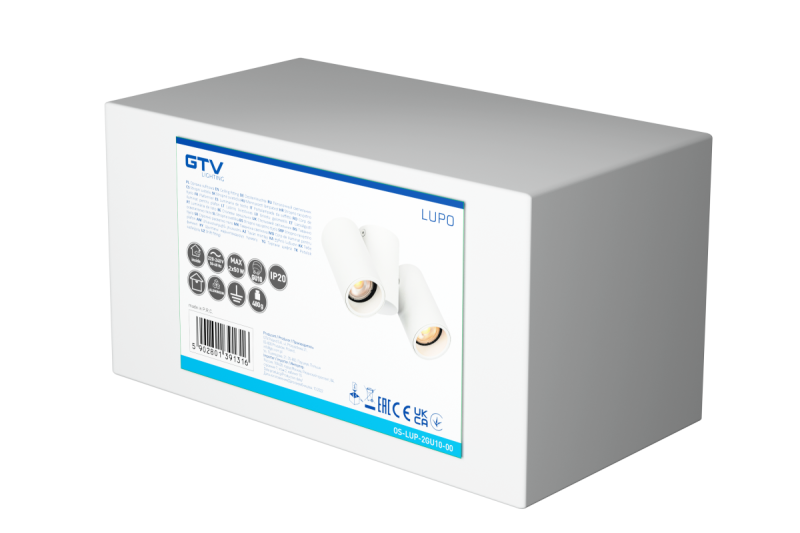 Decor Plafonddísz LUPO alumínium 17,5x5,6x11,5 IP20 2*GU10 max. 50W kerek fehér. 1208963925