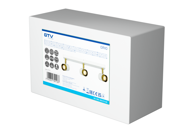 Dekor Plafonlámpa ORIO alumínium 43.0x5.5x14.0 IP20 3*GU10 max. 50W kerek fehér. 1208963966