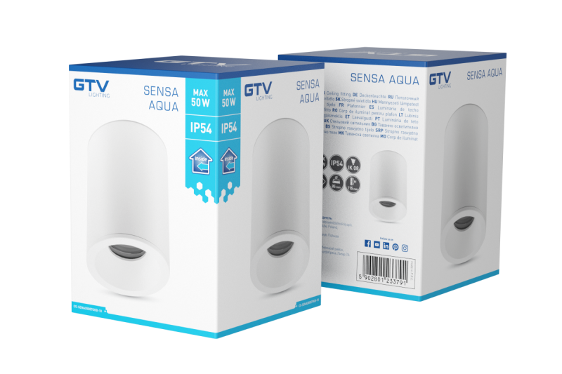 Decor SENSA AQUA mennyezeti lámpa alumínium 85x115 IP54 max 50W kör alakú fehér. 1208964007