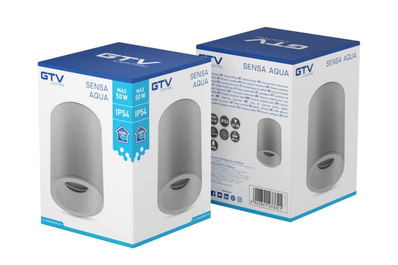 Decor SENSA AQUA mennyezeti lámpa alumínium 85x115 IP54 max 50W kör alakú szürke. 1208964008