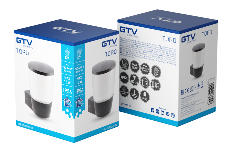 Decoratív Kerti Világítás TORA-AU E27 MAX.15W IP54 AC220-240V 50-60Hz fali lámpa fekete 1208964023