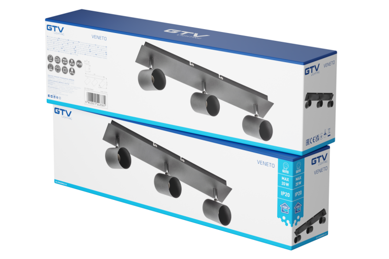 Plafonddécoratie VENETO IP20 max. 20W 3 x GU10 rond zwart. 1208964040