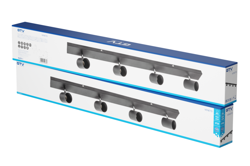 Decor Plafondlámpa VENETO IP20 max. 20W 4 x GU10 kerek fekete. 1208964042