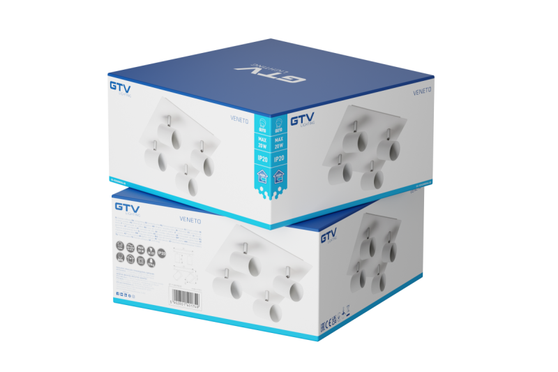 Decor Plafondarmatuur VENETO IP20 max. 20W 4 x GU10 rond/vierkant wit. 1208964045

Dekorációs mennyezeti lámpatest VENETO IP20 max. 20W 4 x GU10 kerek/négyszögletes fehér. 1208964045