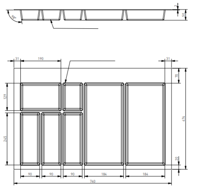 Dekor Cutle Betét Konyhai Fiókhoz 800 Axispace Fehér 1208966379