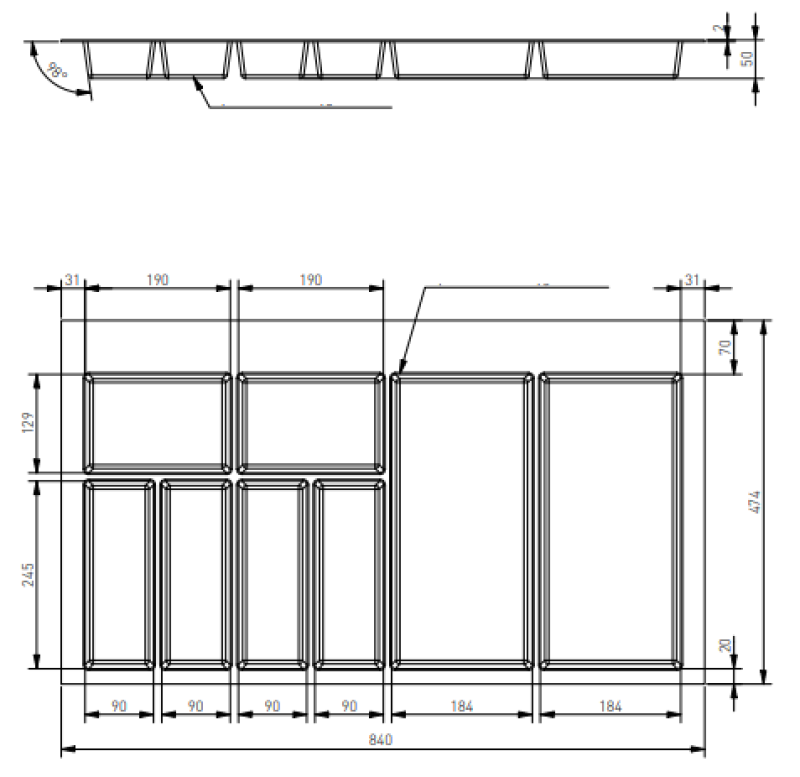 Decor Cutle Evőeszköztartó Betét Konyhafiókhoz 900 Antracit 1208966382