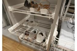 Pull out shoes rack SMART 700mm on ball bearing slide H45 with soft closing - white 1208966422