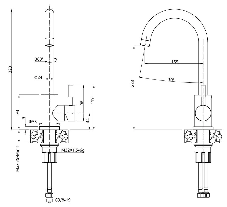 Quadri Dixton 40 szett rozsdamentes acél mosogatóval 400x450 mm csaptelep furattal és Quadri Coventry rozsdamentes acél konyhai csapteleppel.