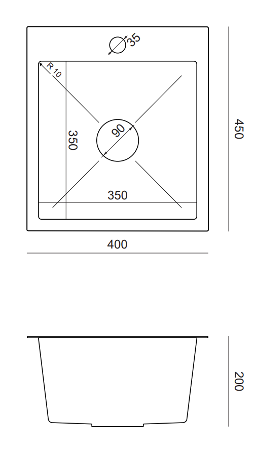 Quadri Dixton 40 szett rozsdamentes acél mosogatóval 400x450 mm csaptelep furattal és Quadri Coventry rozsdamentes acél konyhai csapteleppel.