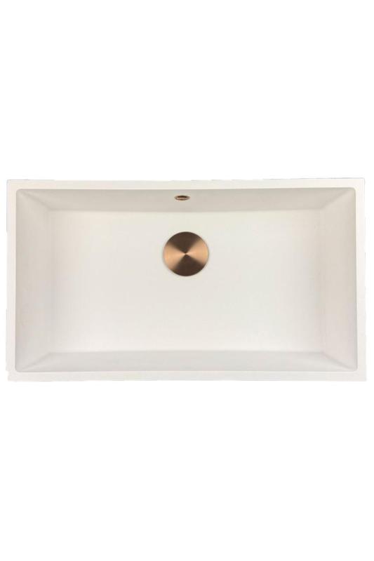 GraniteMy Universal granite large white sink 74x40 cm white top-mounted, undermount and flush-mount with copper plug 1208967162