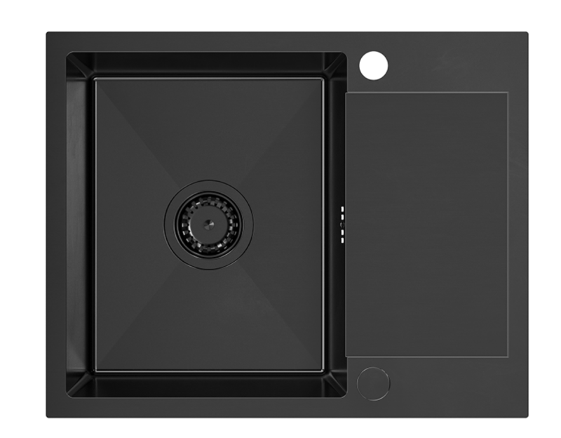 Quadri Dixton 80 fekete PVD Nano rozsdamentes acél mosogató 600x480 mm csepegtetővel, megfordítható 1208967197