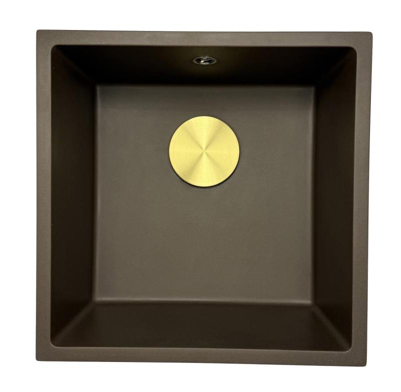 GraniteMy Universele granieten cafés poelbak 40x40 cm opbouw, onderbouw en vlakbouw met roestvrijstalen plug 1208967212