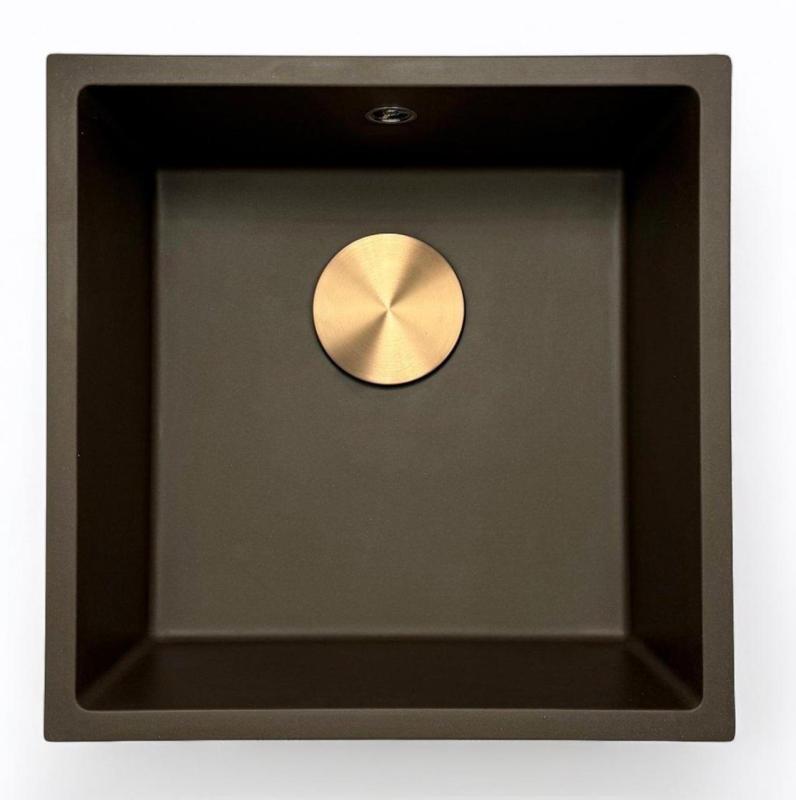 GraniteMy Universele granieten cafés poelbak 40x40 cm opbouw, onderbouw en vlakbouw met roestvrijstalen plug 1208967212