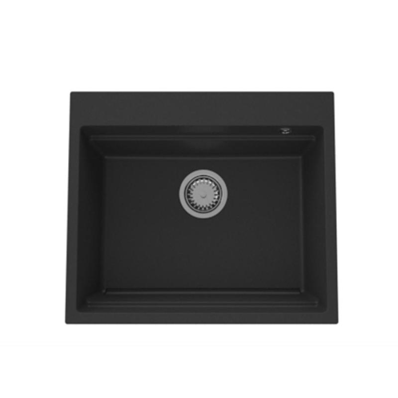 GraniteMy Steam gránit mosogató 56x48 cm fekete, felépítve rozsdamentes acél dugóval, tartozékokkal együtt 1208967231