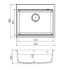 GraniteMy Steam granieten spoelbak 56x48 cm zwart opbouw met kraangatbank met rvs plug 1208967231