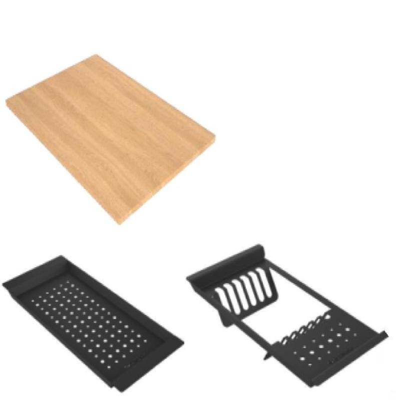 GraniteMy Steam gránit mosogató 56x48 cm fekete, felső szerelésű, réz dugóval, tartozékokkal együtt 1208967234