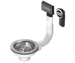 Granitemy lefolyó dugókészlet csiszolt rozsdamentes acélból, mosogató lefolyókészlet beleértve a kerek és téglalap alakú túlfolyót 1208967254