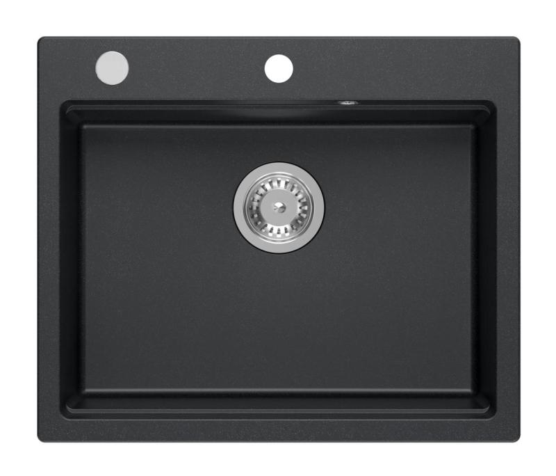 Quadri Durham antracit gránit felületre szerelhető mosogató 595x500 szappanadagolóval, vágódeszkával, beépített mosogatóval és görgős szőnyeggel 1208967379