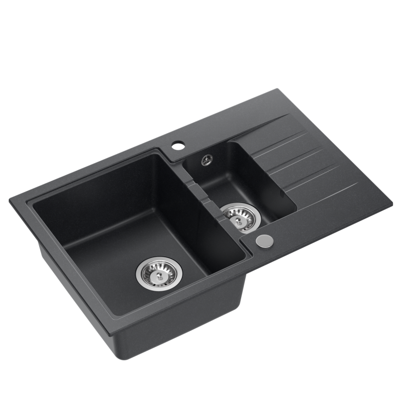 Quadri Cardigan antracit 1,5 gránit felépítmény mosogató csepegtetőfelülettel, megfordítható, 78x50 cm, 1208967381