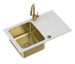 Quadri Fusion set met keuken kraan en opbouw gouden spoelbak met wit graniet afdruipgedeelte 78x48 omkeerbaar 1208967389

Quadri Fusion szett konyhai csapteleppel és arany beépíthető mosogató