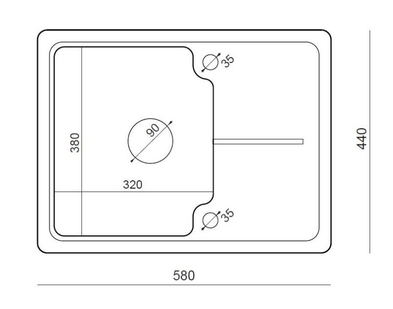 Quadri Kendal antracit gránit mosogató 58x44cm csepegtető részével 1208967403