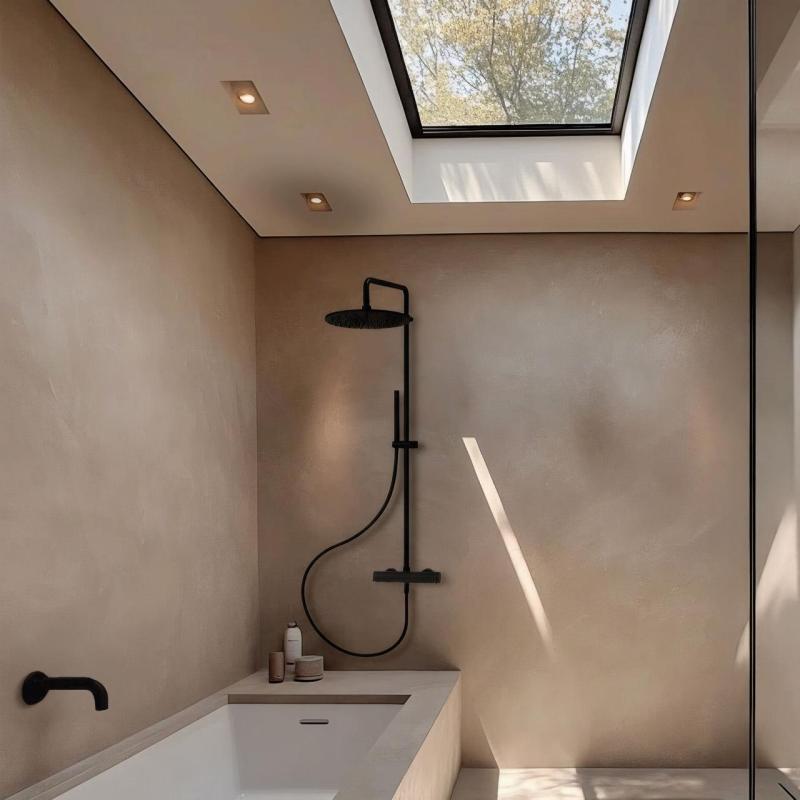 Waterevolution Flow douchecombinatie met regendouche mat zwart 250mm T141N25PR