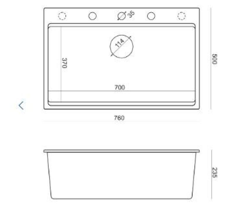 Quadri Hard Rock taupe gránit felépítmény nagy mosogató 76x50cm réz dugóval és tartozékokkal együtt 1208967439