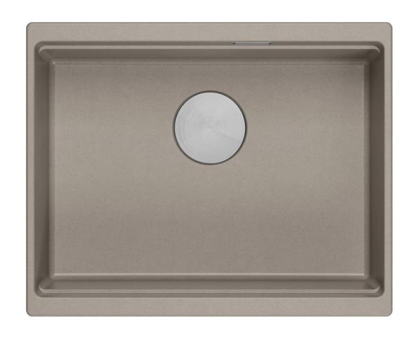 Quadri Newport II gránit alsó szerelésű taupe mosogató 560x450mm rozsdamentes acél dugóval és lefolyófedéllel 1208967453