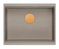 Quadri Newport II gránit beépíthető taupe mosogató 560x450mm réz dugóval és lefolyósapkával 1208967455