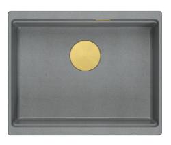 Quadri Newport II gránit aláépíthető szürke mosogató 560x450mm arany dugóval és lefolyófedéllel 1208967457